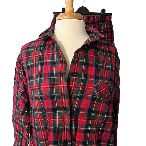 Sleep Sense Red Plaid Flannel pajama set size small - Picture 2 of 8